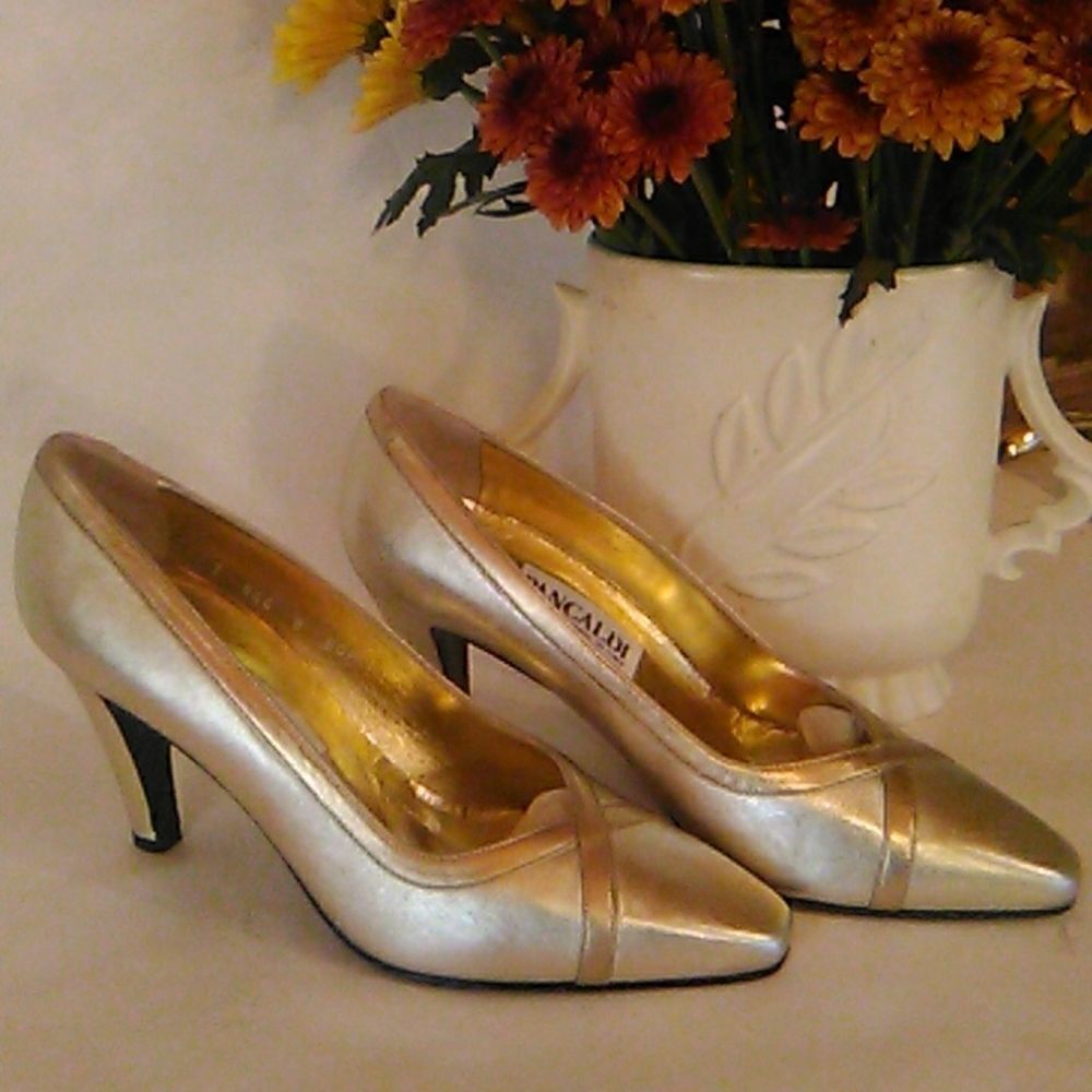 Vintage Pancaldi Heels in Gold Leather
